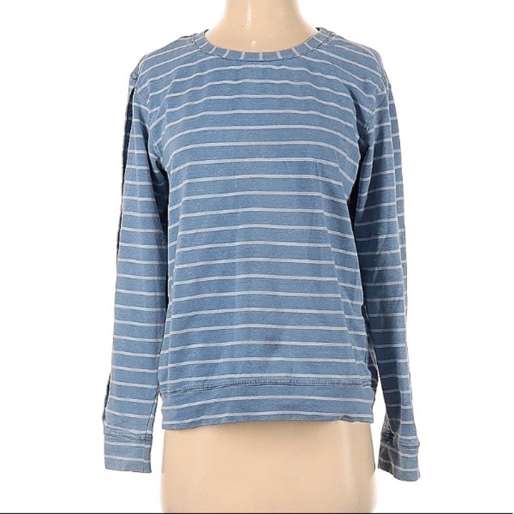 Jane and Delaney nautical striped blue white split sleeve detail pullover small